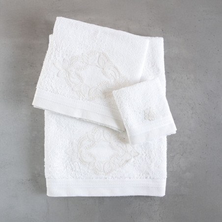 Σετ Πετσέτες 3 Τεμαχίων Rythmos Agnes Λευκο 30x50,50x90,80x150