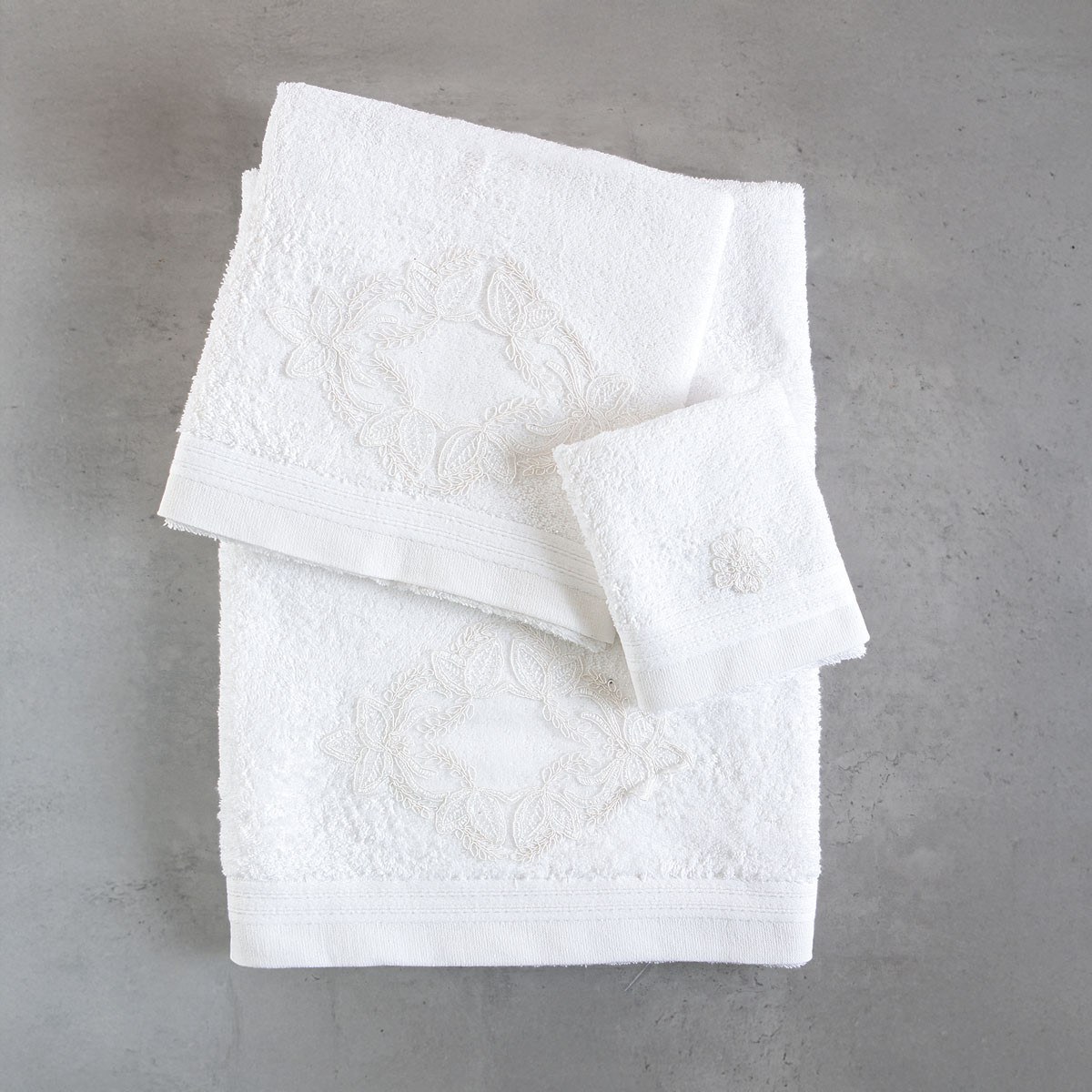 Σετ Πετσέτες 3 Τεμαχίων Rythmos Agnes Λευκο 30x50,50x90,80x150