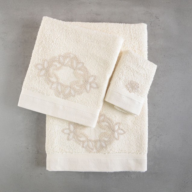 Σετ Πετσέτες 3 Τεμαχίων Rythmos Agnes Εκρου...