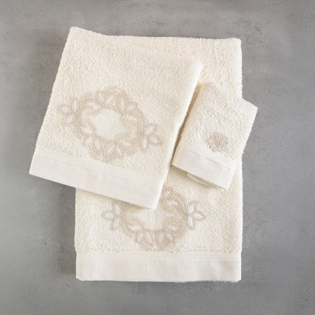 Σετ Πετσέτες 3 Τεμαχίων Rythmos Agnes Εκρου 30x50,50x90,80x150