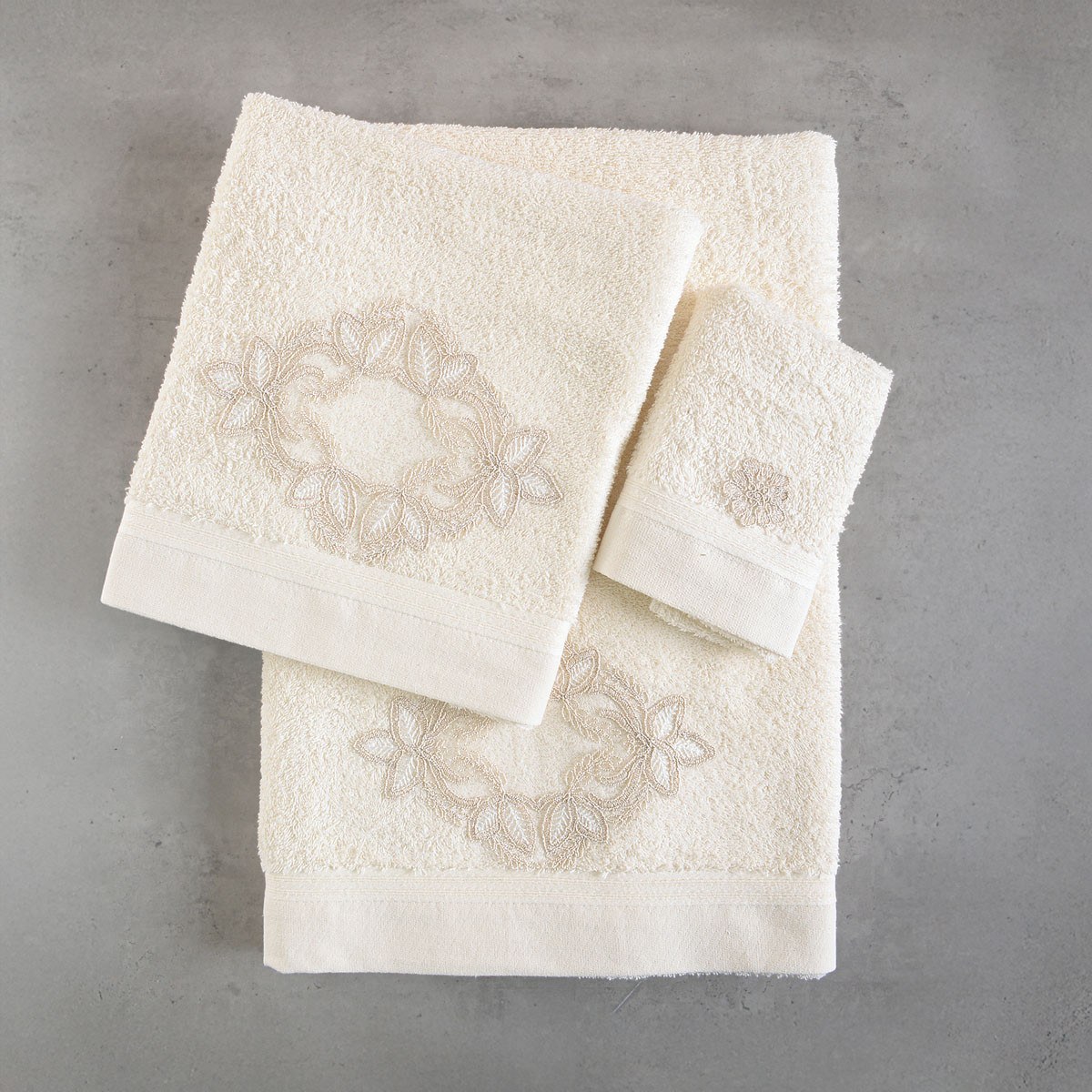 Σετ Πετσέτες 3 Τεμαχίων Rythmos Agnes Εκρου 30x50,50x90,80x150