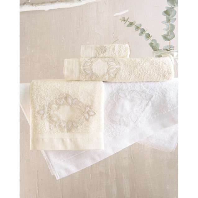 Σετ Πετσέτες 3 Τεμαχίων Rythmos Agnes Εκρου...