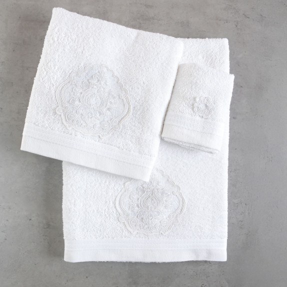 Σετ Πετσέτες 3 Τεμαχίων Rythmos Thalia Λευκο...