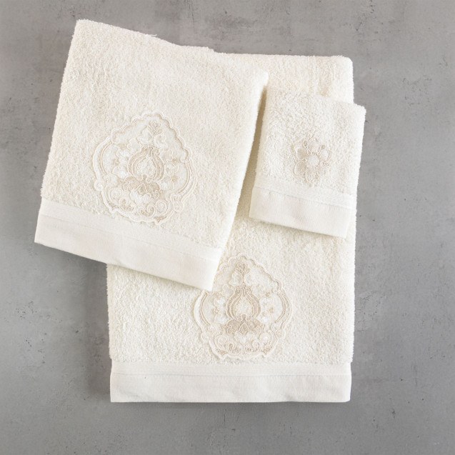 Σετ Πετσέτες 3 Τεμαχίων Rythmos Thalia Εκρου...