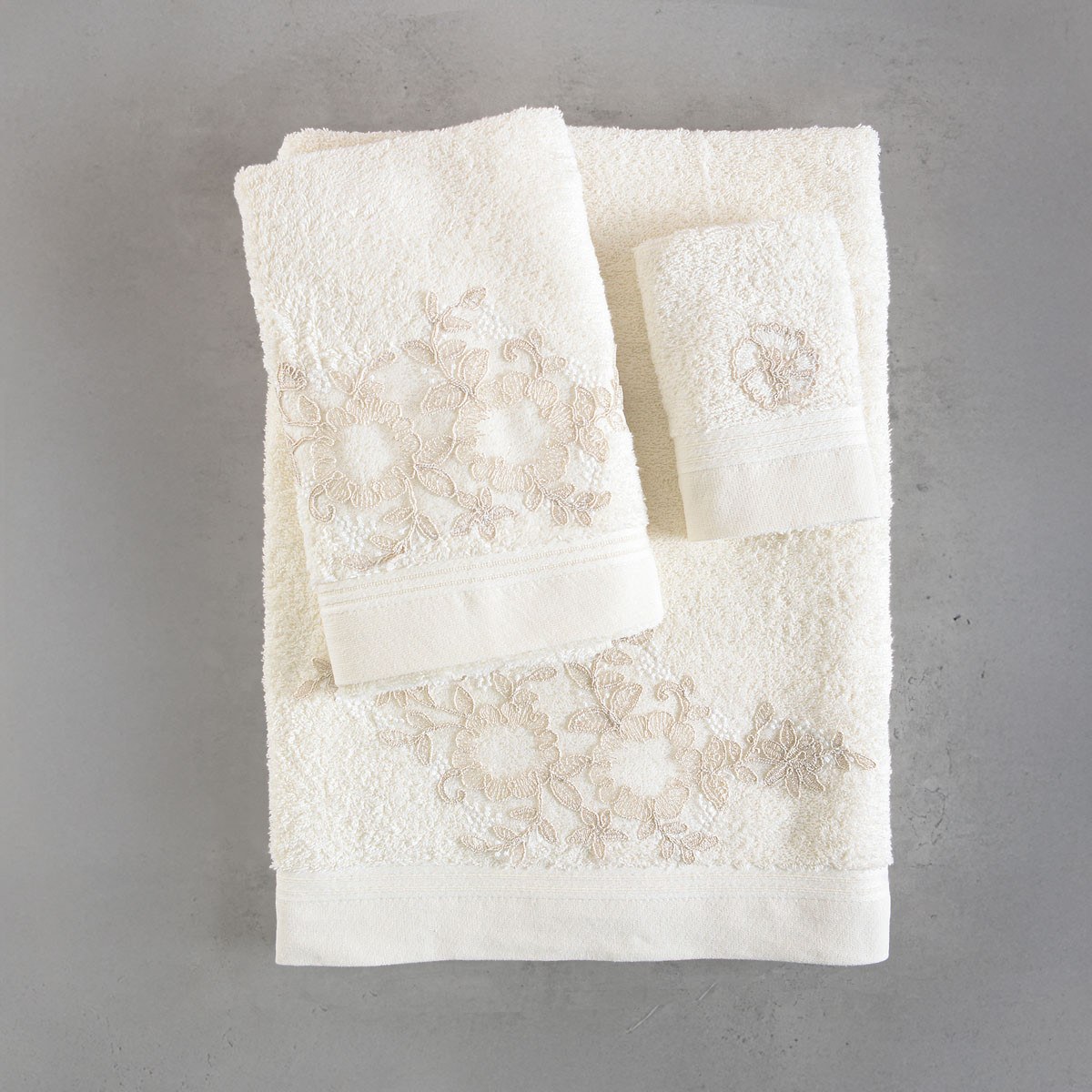 Σετ Πετσέτες 3 Τεμαχίων Rythmos Rhea Εκρου 30x50,50x90,80x150