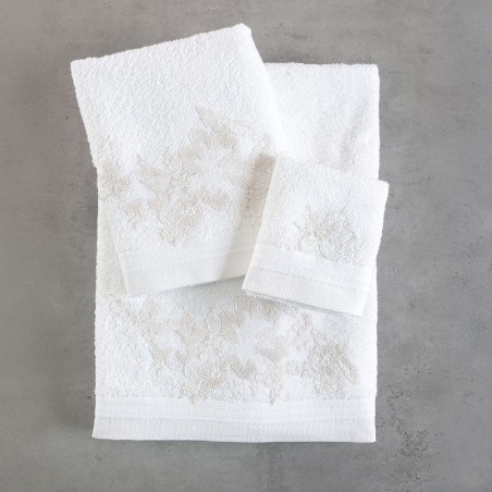 Σετ Πετσέτες 3 Τεμαχίων Rythmos Electra Λευκο 30x50,50x90,80x150