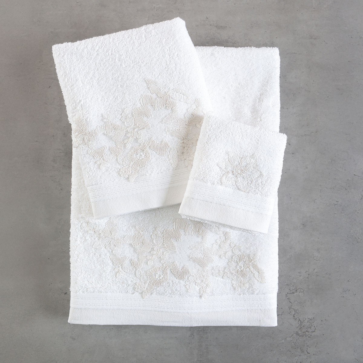 Σετ Πετσέτες 3 Τεμαχίων Rythmos Electra Λευκο 30x50,50x90,80x150