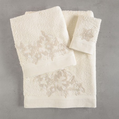 Σετ Πετσέτες 3 Τεμαχίων Rythmos Electra Εκρου 30x50,50x90,80x150