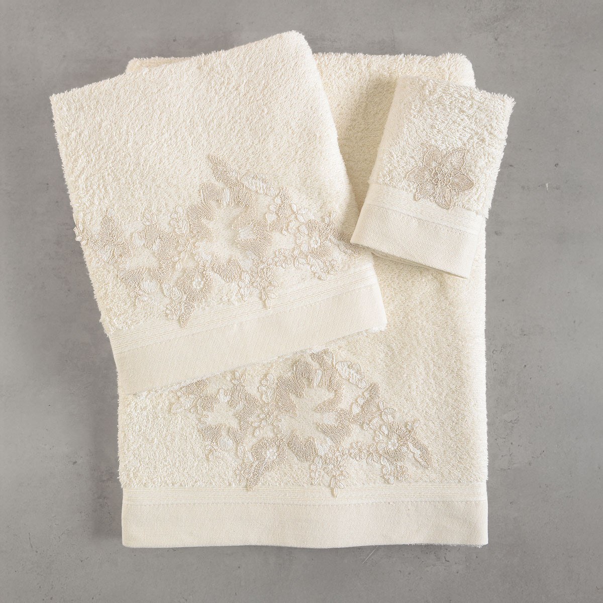 Σετ Πετσέτες 3 Τεμαχίων Rythmos Electra Εκρου 30x50,50x90,80x150