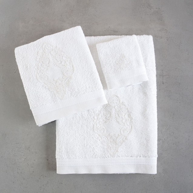 Σετ Πετσέτες 3 Τεμαχίων Rythmos Cybele Λευκο...