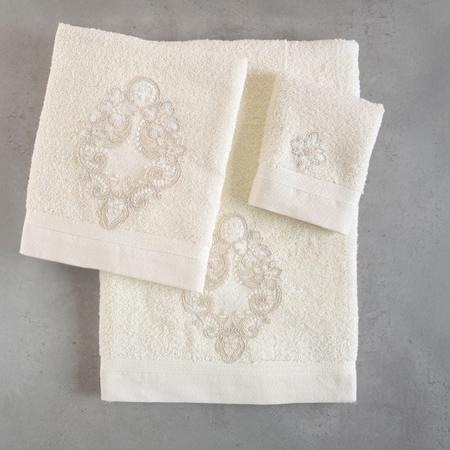 Σετ Πετσέτες 3 Τεμαχίων Rythmos Cybele Εκρου...