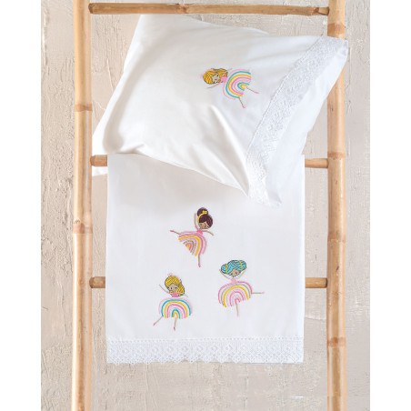 Σετ Σεντόνια Κούνιας 3 Τεμαχίων Rythmos Rainbow Girls 100x160