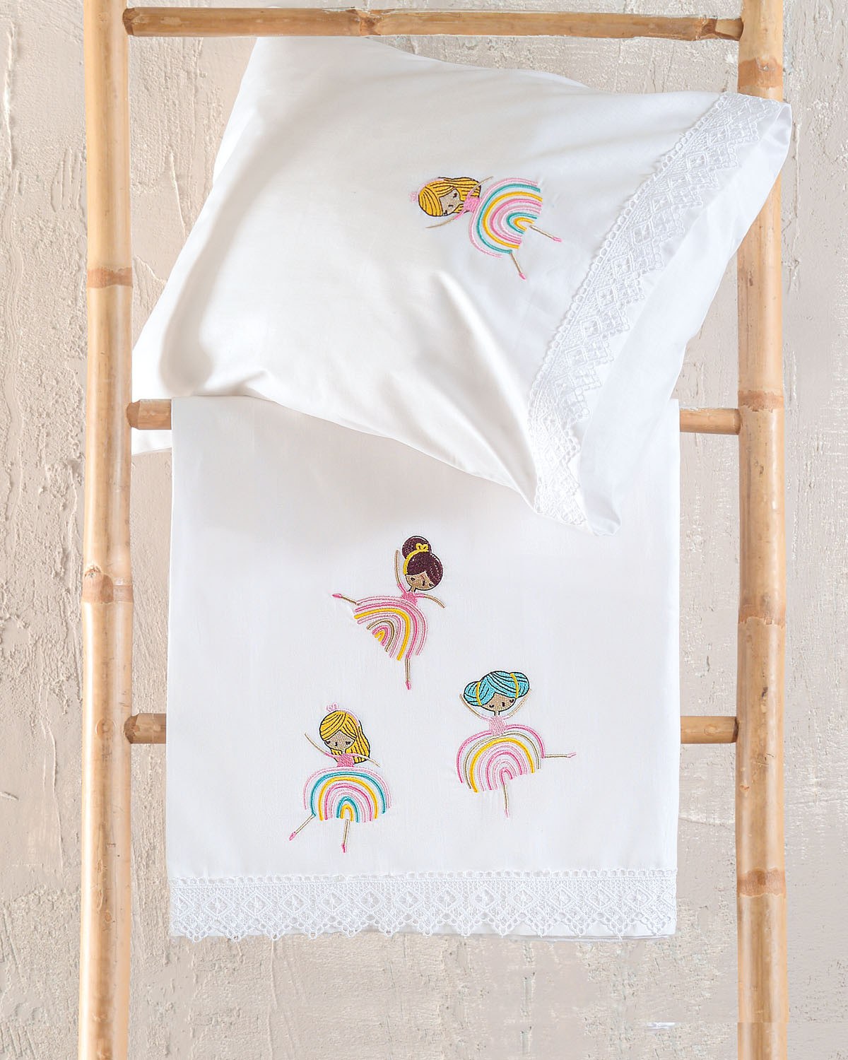 Σετ Σεντόνια Κούνιας 3 Τεμαχίων Rythmos Rainbow Girls 100x160