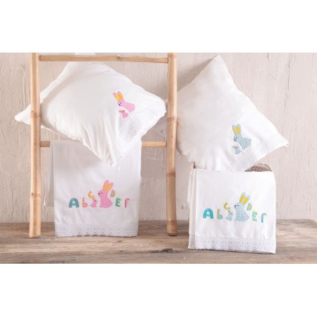 Σετ Σεντόνια Κούνιας 3 Τεμαχίων Rythmos Miffy Σιελ 100x160