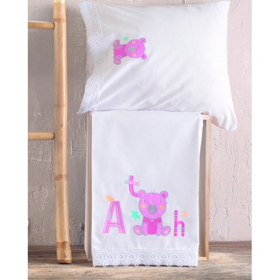 Σετ Σεντόνια Κούνιας 3 Τεμαχίων Rythmos Arthur Ροζ 100x160