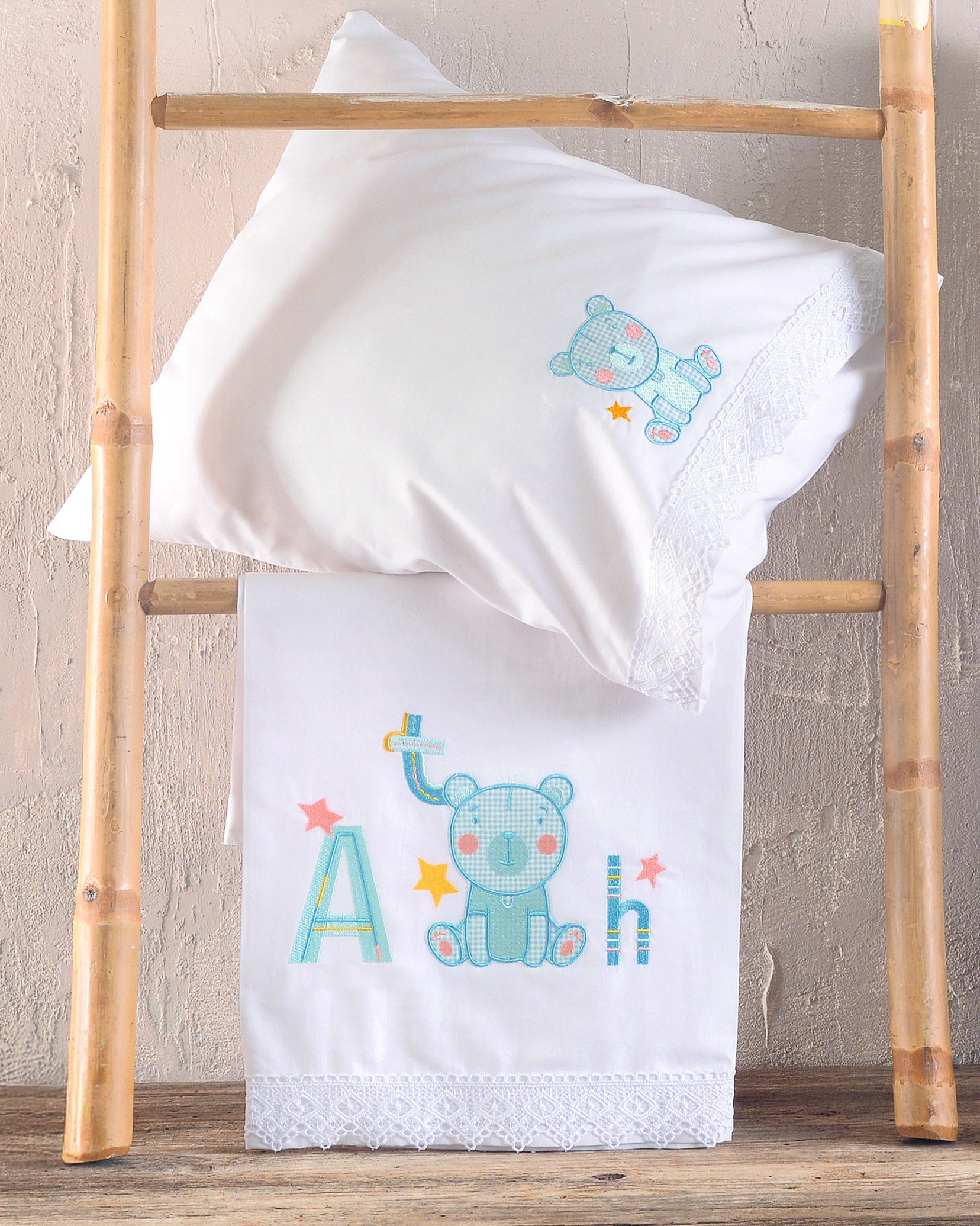 Σετ Σεντόνια Κούνιας 3 Τεμαχίων Rythmos Arthur Σιελ 100x160