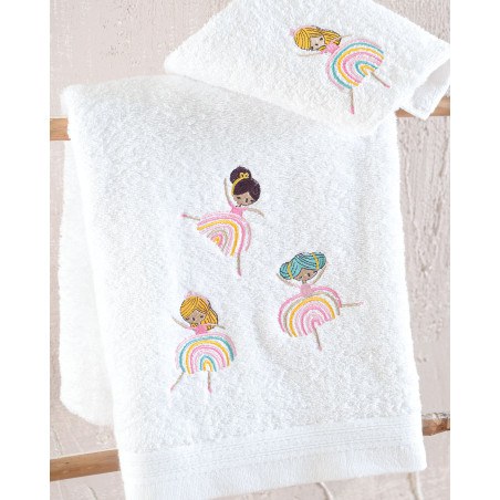 Σετ Παιδικές Πετσέτες 2 Τεμαχίων Rythmos Rainbow Girls 30x50,70x140