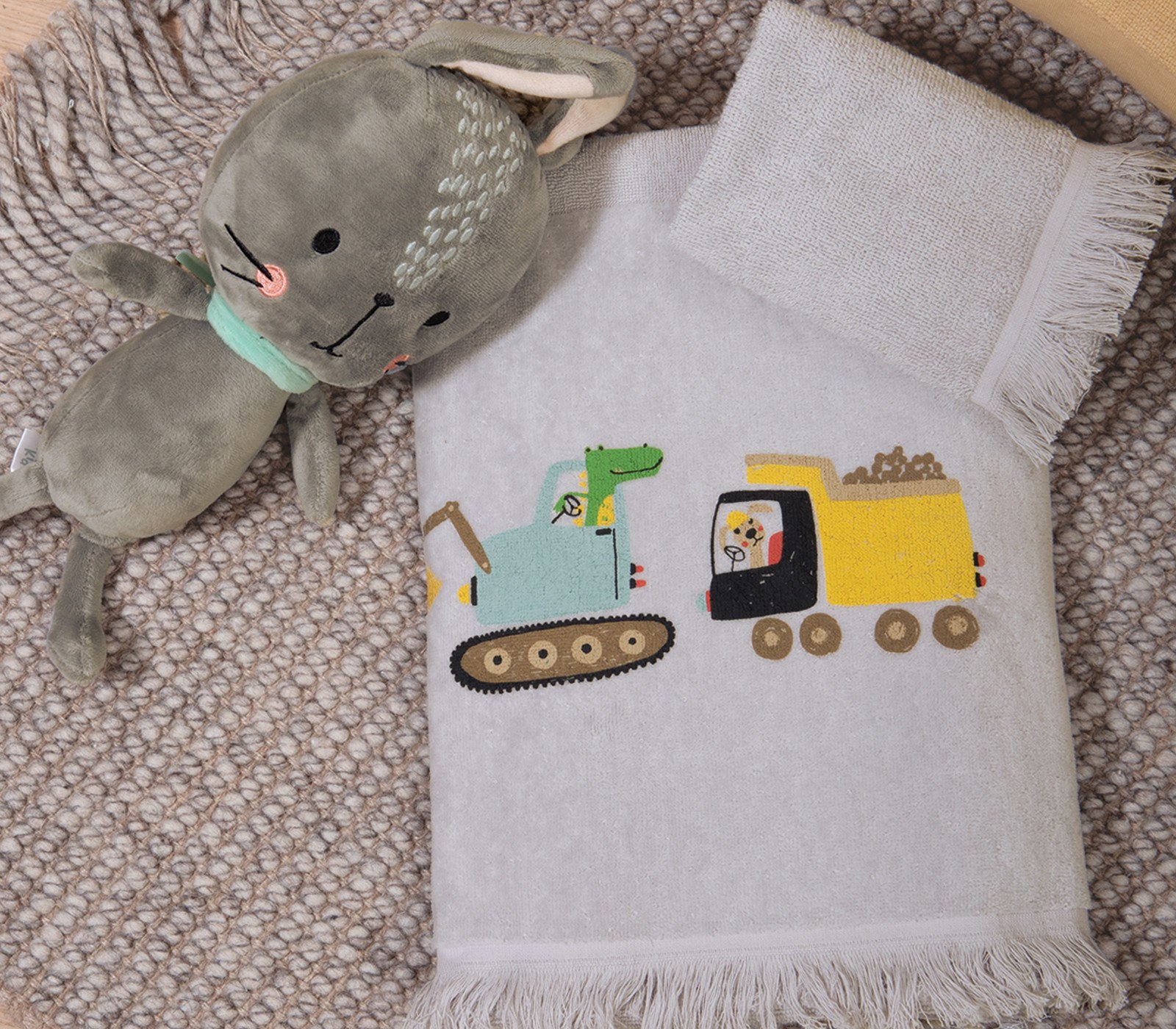 Σετ Παιδικές Πετσέτες 2 Τεμαχίων Nef-Nef  Fun At Work Grey 30x50,70x140