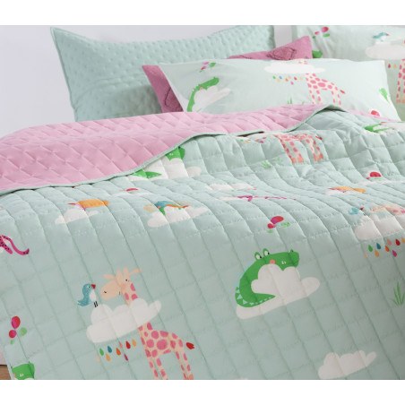 Παιδικό Κουβερλί Μονό Nef-Nef Sky Is A Zoo Mint 180x240