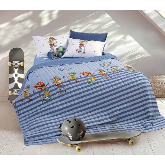 Παιδικό Κουβερλί Μονό Nef-Nef In The City Blue 180x240
