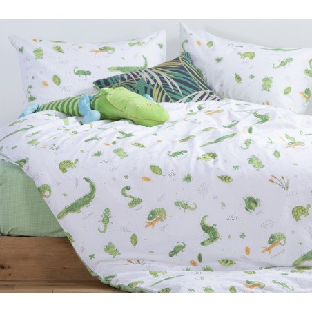 Σετ Παιδικά Σεντόνια Μονά 3 Τεμαχίων Nef-Nef Cute Reptiles White/Green 170x260