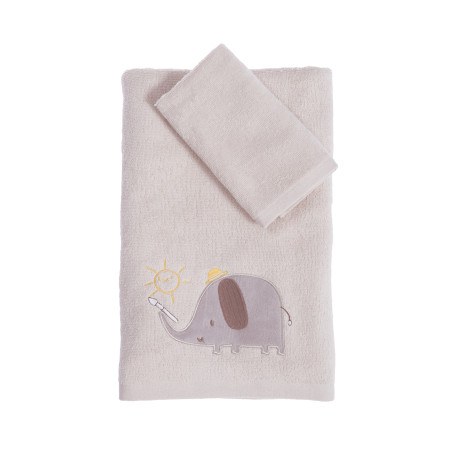 Σετ Βρεφικές Πετσέτες 2 Τεμαχίων Nef-Nef Happy Days Greige 30x50,70x140