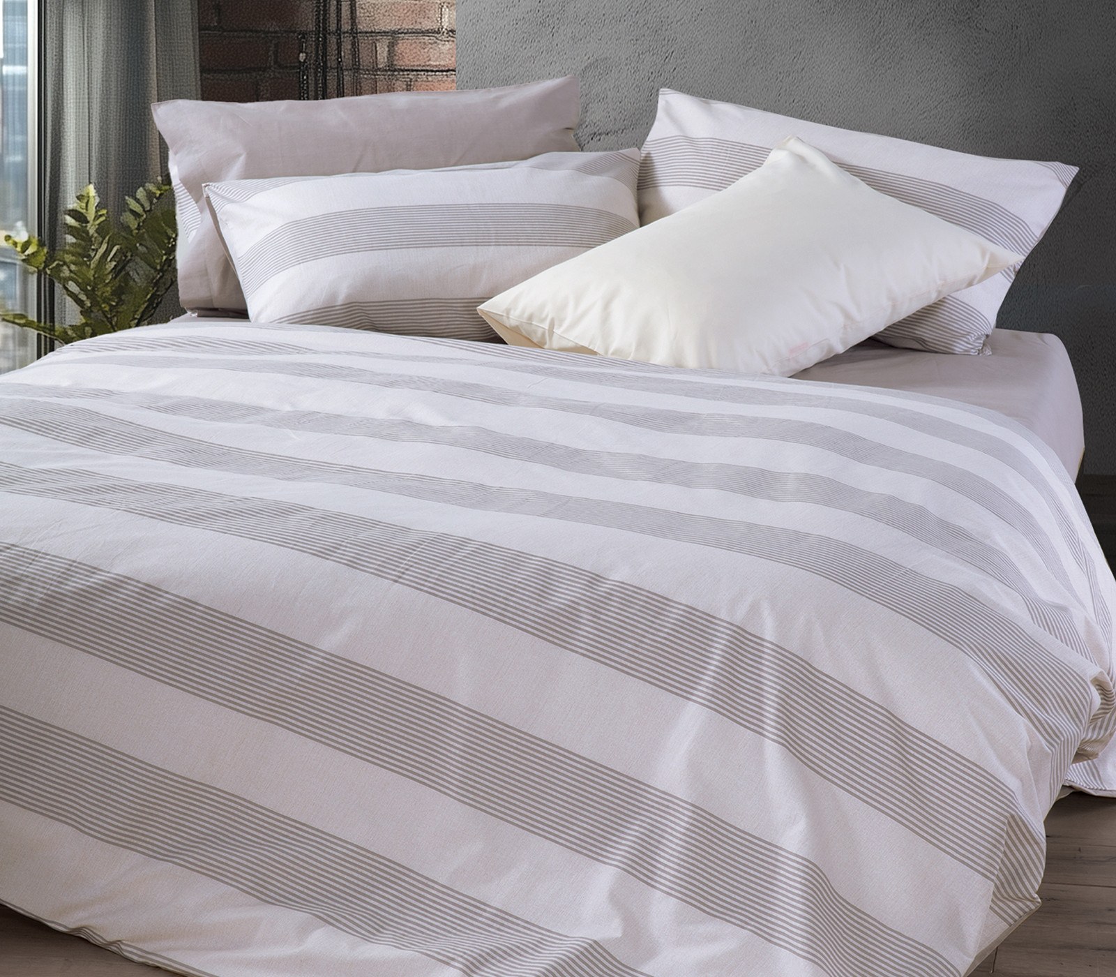 Σετ Σεντόνια Υπέρδιπλα 4 Τεμαχίων Nef-Nef Casual Stripe Ecru 240x270
