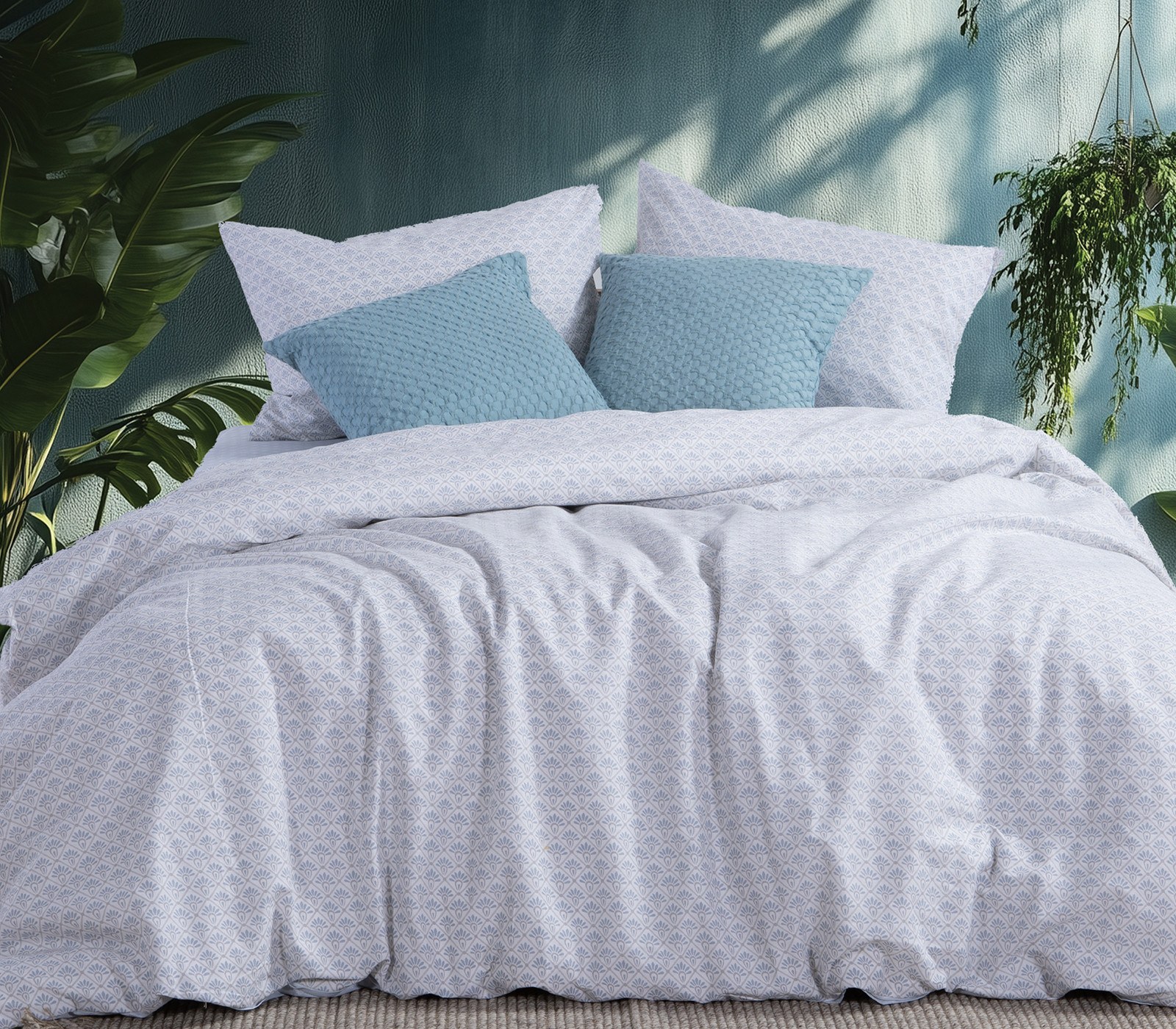 Σετ Σεντόνια Υπέρδιπλα 4 Τεμαχίων Nef-Nef Keylan Blue 2