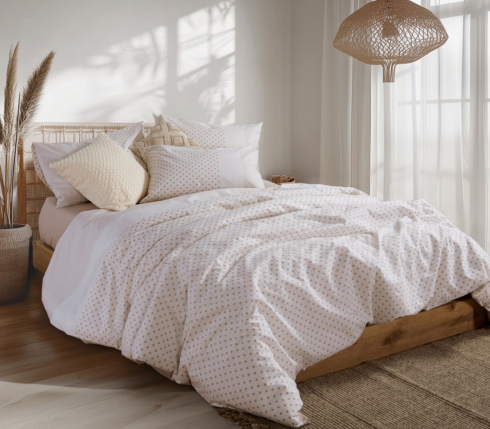 Σετ Σεντόνια Υπέρδιπλα 4 Τεμαχίων Nef-Nef Donter Beige 