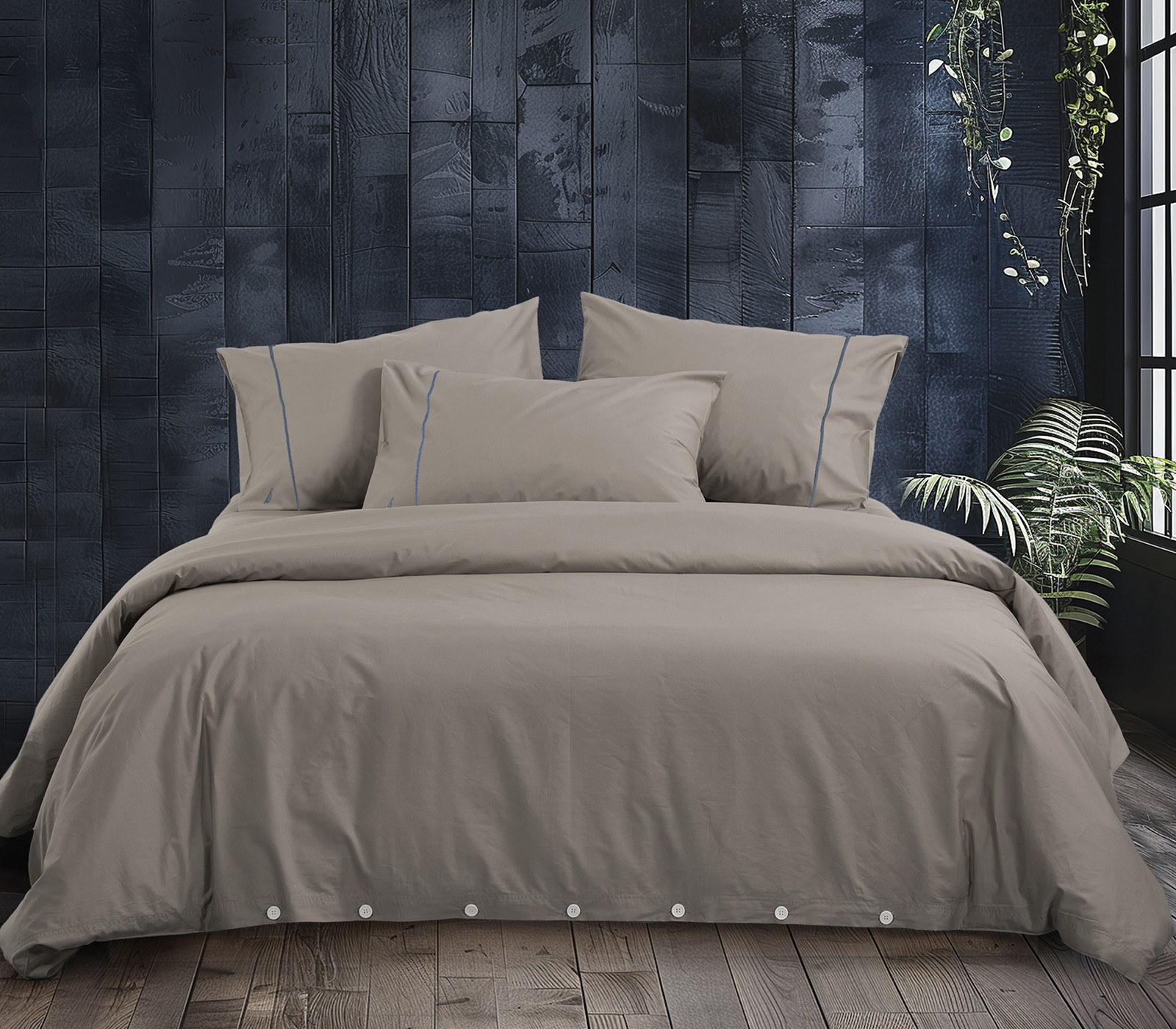 Σετ Παπλωματοθήκη Υπέρδιπλη 3 Τεμαχίων Nef-Nef Nau Wave Solid Linen 240x220