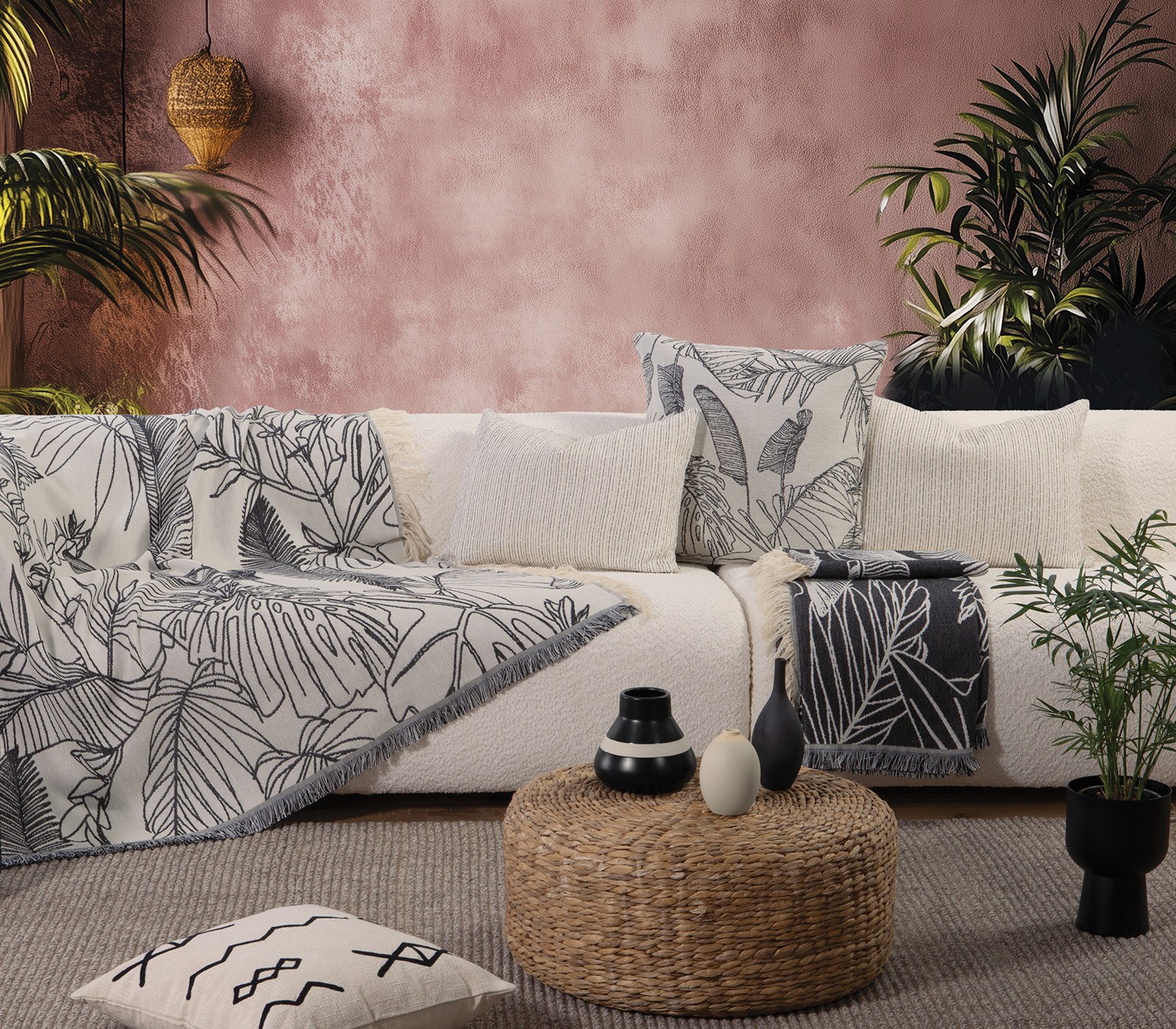 Ριχτάρι Πολυθρόνας Nef-Nef Grow Deco Ecru/Black 130x170