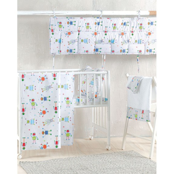 Σετ Παπλωματοθήκη Κούνιας 2 Τεμαχίων Rythmos Robot Chat...