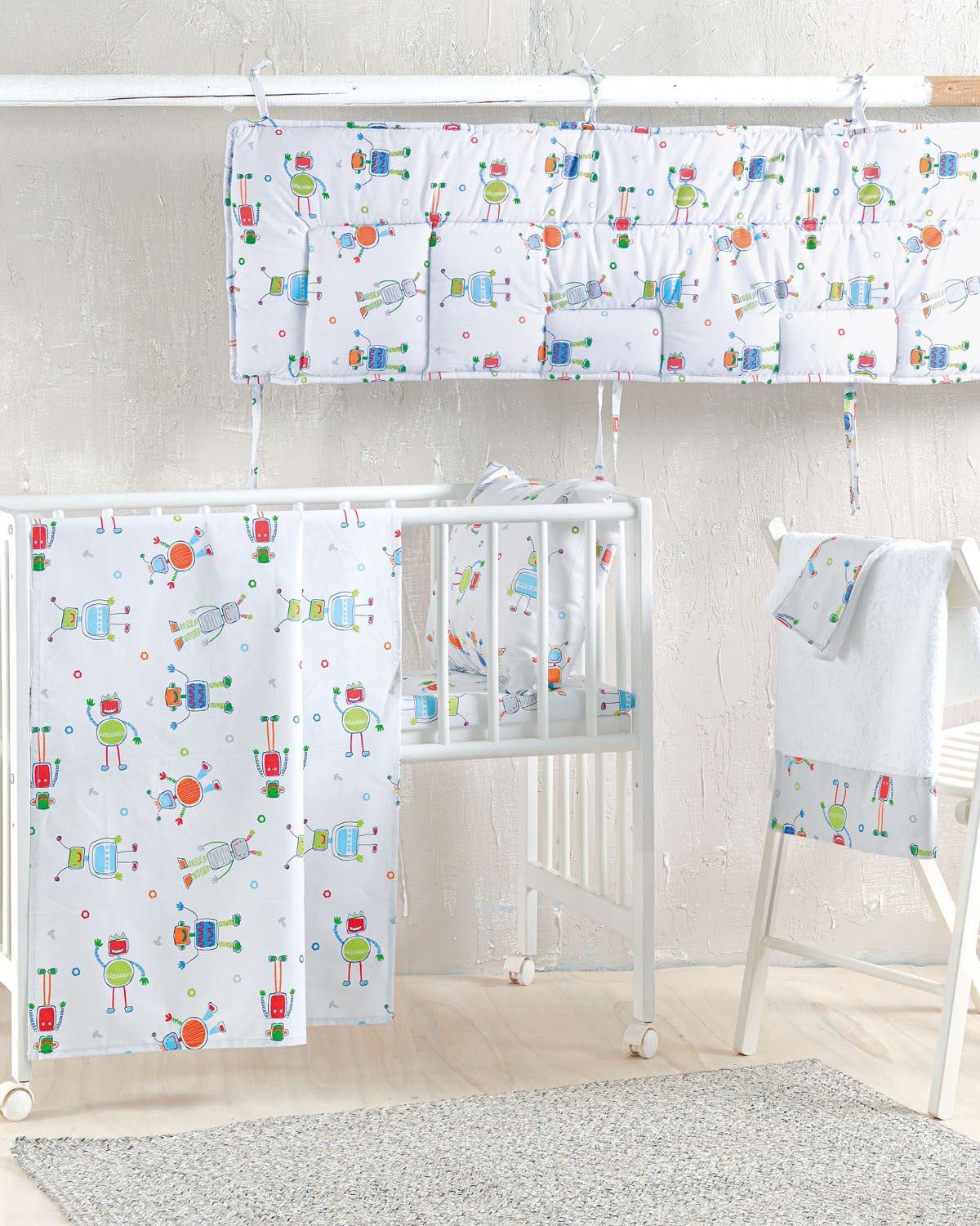 Σετ Σεντόνια Κούνιας 3 Τεμαχίων Rythmos Robot Chat 120x160