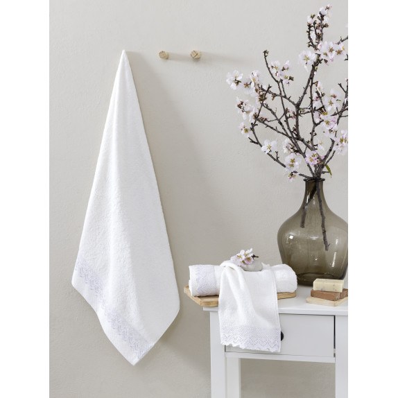 Σετ Πετσέτες 3 Τεμαχίων Nima  Demur White 30x50,50x90,70x140