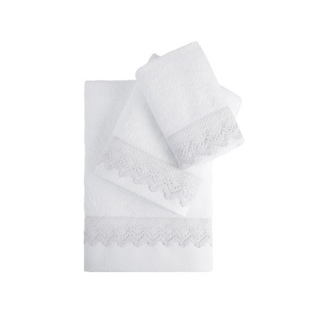 Σετ Πετσέτες 3 Τεμαχίων Nima  Demur White 30x50,50x90,70x140