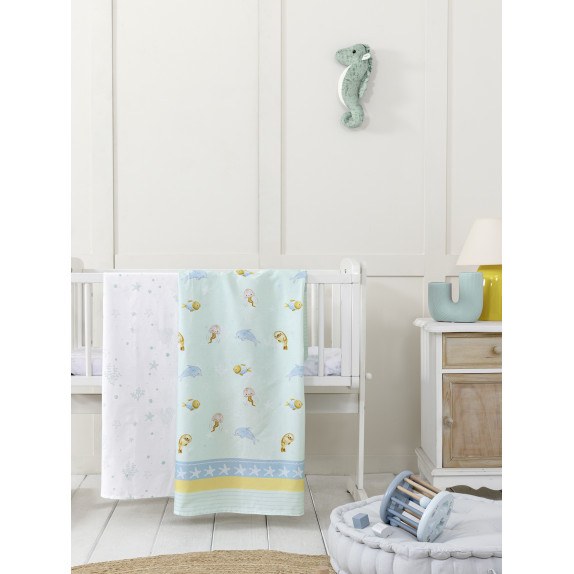 Σετ Σεντόνια Λίκνου 2 Τεμαχίων Nima  Sea Love 70x110