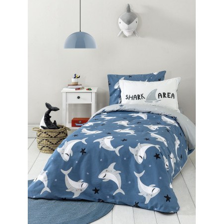 Σετ Παιδικά Σεντόνια Μονά 3 Τεμαχίων Nima  Shark Area 170x255