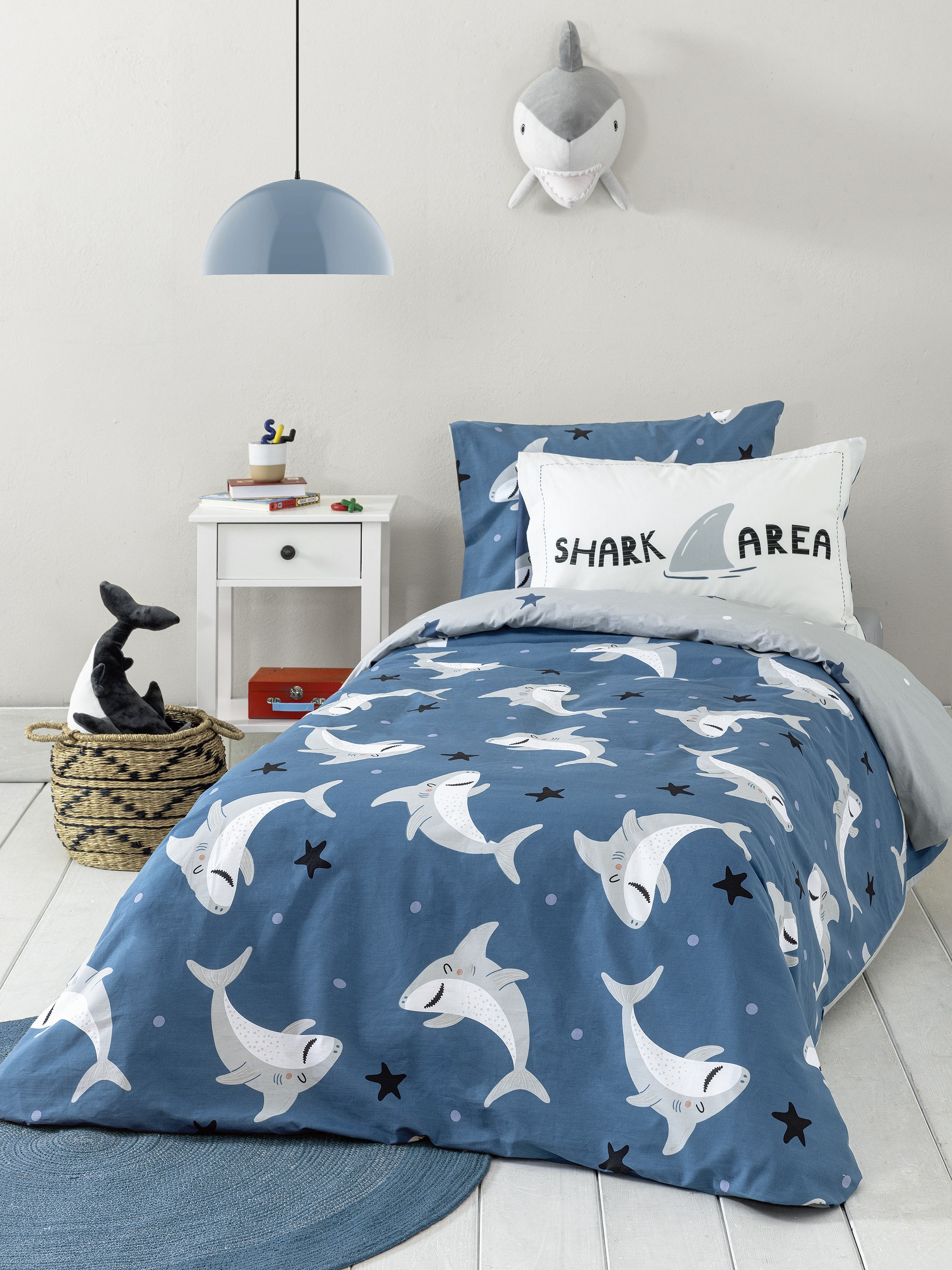 Nima - ΣΗΜΑΝΤΙΚΟ: Σε περίπτωση διαφοράς τιμής από το κατάστημα ισχύει παντα και μόνο η τιμή του καταστήματος Σετ Παιδικά Σεντόνια Μονά 3 Τεμαχίων Nima Shark Area 17