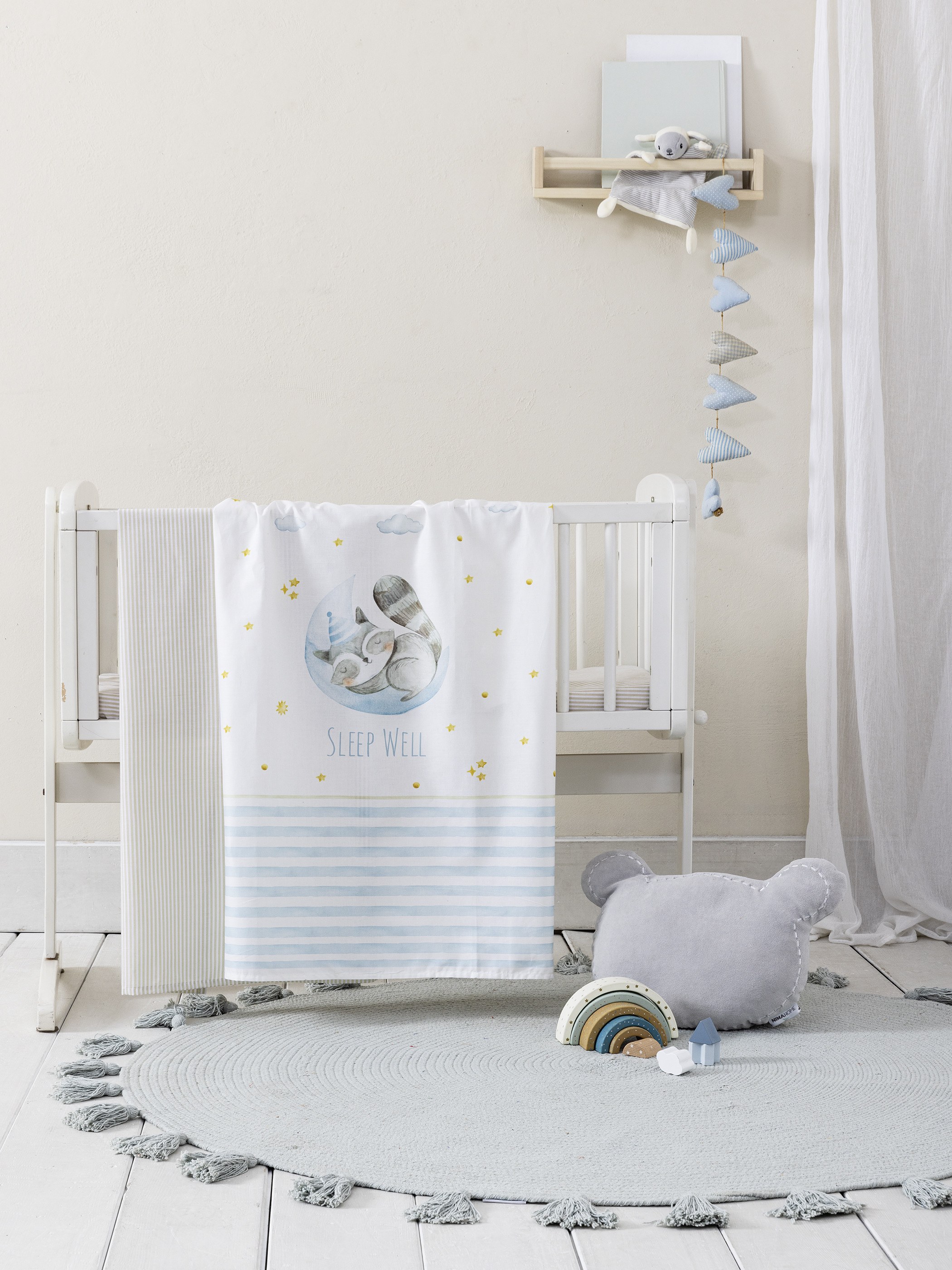 Nima Σετ Σεντόνια Λίκνου 2 Τεμαχίων Nima Sleepy Racoon 70x110