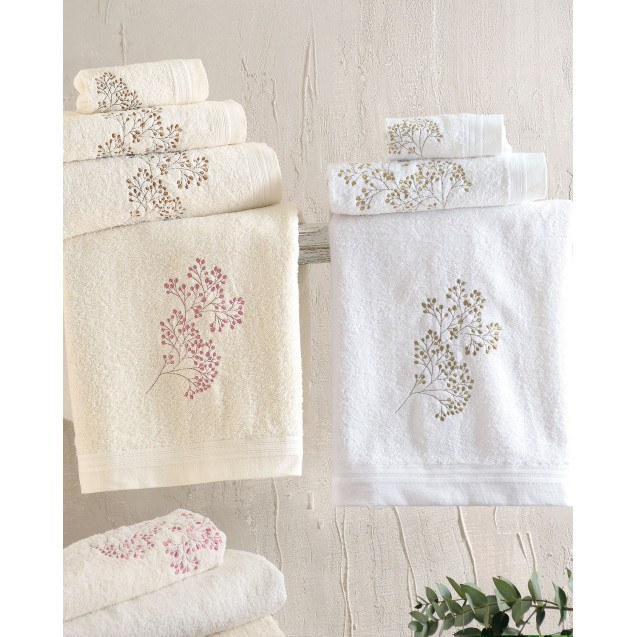 Σετ Πετσέτες 3 Τεμαχίων Rythmos Oberon Λευκο...