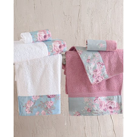 Σετ Πετσέτες 3 Τεμαχίων Rythmos(Συσκευασία Κουτιού) Springtime Μπλε 30x50,50x90,80x150