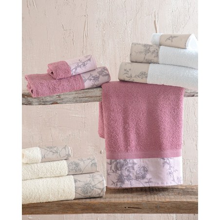 Σετ Πετσέτες 3 Τεμαχίων Rythmos(Συσκευασία Κουτιού) Aurora Ροδι 30x50,50x90,80x150