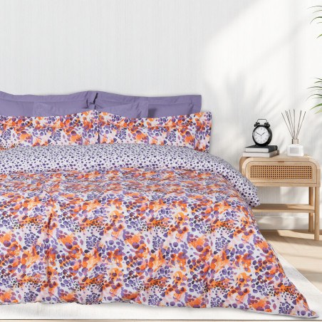 Σετ Σεντόνια Μονά με Λάστιχο 3 Τεμαχίων Das Home 5430 Orange- Purple 120x200+35