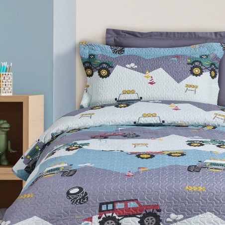 Σετ Παιδικές Μαξιλαροθήκες 2 Τεμαχίων Das Kids 4926 Green- Grey 50x70