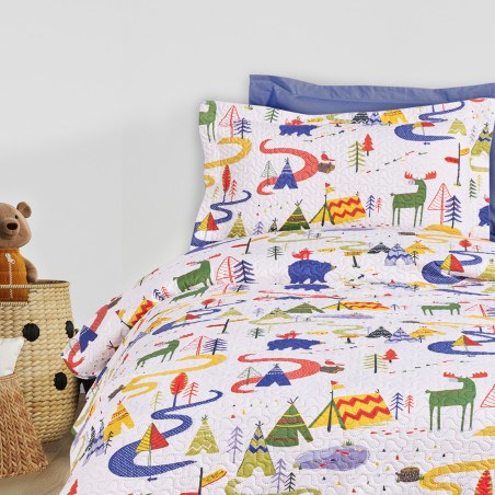 Σετ Παιδικές Μαξιλαροθήκες 2 Τεμαχίων Das Kids 4927 Blue- Green- White 50x70