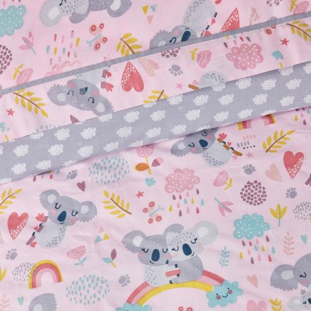 Σετ Παιδικά Σεντόνια Μονά 3 Τεμαχίων Das Kids 4934 Grey- Pink 170x260