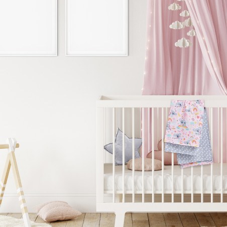Σετ Σεντόνια Λίκνου 2 Τεμαχίων Das Baby 4934 Grey- Pink 70x120