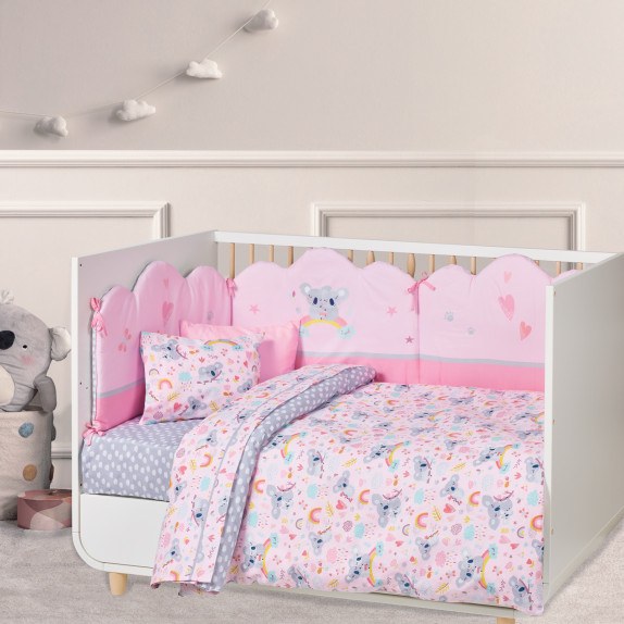 Σετ Σεντόνια Κούνιας 3 Τεμαχίων Das Baby 4934 Grey- Pink...