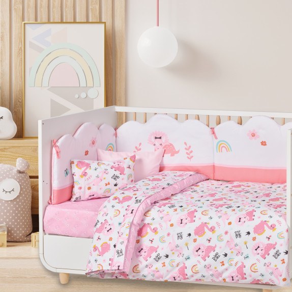Σετ Σεντόνια Κούνιας 3 Τεμαχίων Das Baby 4936 Pink- White...
