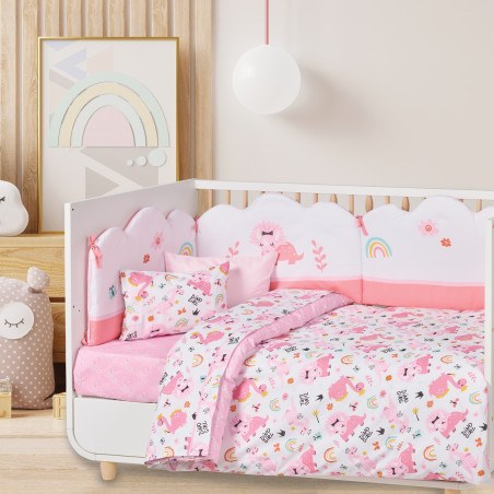 Σετ Σεντόνια Κούνιας 3 Τεμαχίων Das Baby 4936 Pink- White 130x170